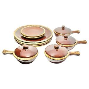 Hull “Brown Drip” 6-Piece Ceramic Dinnerware Set